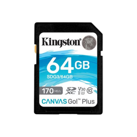 Kingston Canvas Go! Plus - Scheda di memoria flash - 64 GB - Video Class V30 / UHS-I U3 / Class10 - UHS-I SDXC