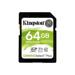 Kingston Canvas Select Plus - Scheda di memoria flash - 64 GB - Video Class V10 / UHS-I U1 / Class10 - UHS-I SDXC