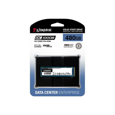 Kingston Data Center DC1000B - SSD - crittografato - 480 GB - interno - M.2 2280 - PCIe 3.0 x4 (NVMe) - 256 bit AES - Self-Encr