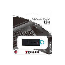 Kingston DataTraveler Exodia - Chiavetta USB - 64 GB - USB 3.2 Gen 1 - nero con alzavola