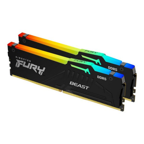 Kingston FURY Beast RGB - DDR5 - kit - 16 GB: 2 x 8 GB - DIMM 288-PIN - 5200 MHz / PC5-41600 - CL36 - 1.25 V - senza buffer - o