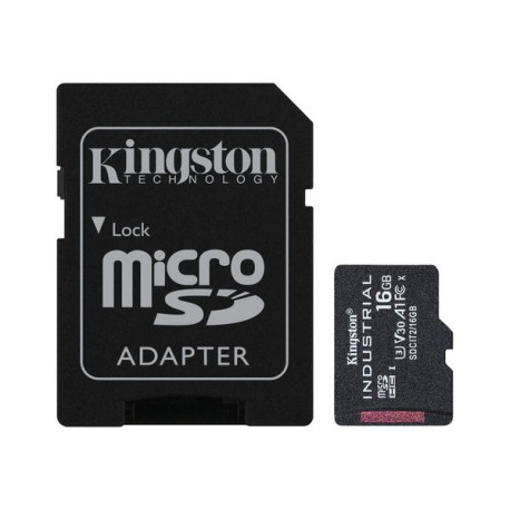 Kingston Industrial - Scheda di memoria flash (adattatore microSDHC per SD in dotazione) - 16 GB - A1 / Video Class V30 / UHS-I