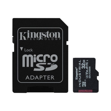 Kingston Industrial - Scheda di memoria flash (adattatore microSDHC per SD in dotazione) - 32 GB - A1 / Video Class V30 / UHS-I