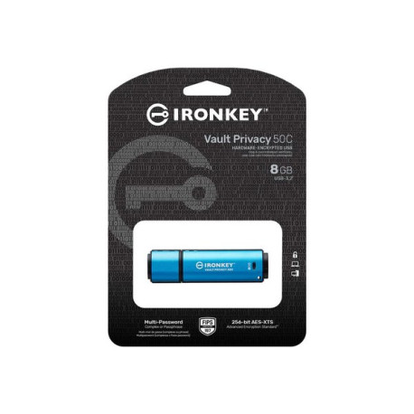 Kingston IronKey Vault Privacy 50C - Chiavetta USB - crittografato - 8 GB - USB-C 3.2 Gen 1