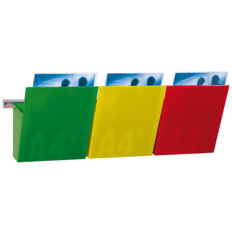 Kit Vision Kanban - larghezza 75 cm - 3 tasche A4 (rosso, giallo, verde) - Studio T