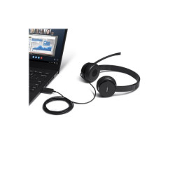 Lenovo 100 - Cuffie con microfono - over ear - cablato - USB - nero