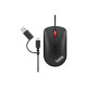 Lenovo ThinkPad Compact - Mouse - per destrorsi e per sinistrorsi - ottica - 4 pulsanti - cablato - USB, USB-C - nero corvino -