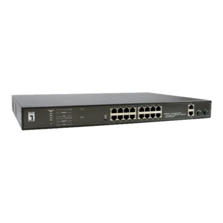 LevelOne GEP-2021 - Switch - 16 x 10/100/1000 (PoE) + 2 x 10/100/1000 + 2 x Gigabit SFP (uplink) - desktop, montabile su rack -