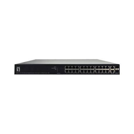 LevelOne GEP-2651 - Switch - intelligente - 24 x 10/100/1000 (PoE+) + 2 x combo Gigabit SFP - montabile su rack - PoE+ (185 W)