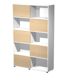 Libreria alta Tetris - 5  ripiani - ante scorrevoli - 120 x 35 x191 cm - rovere/bianco - Artexport