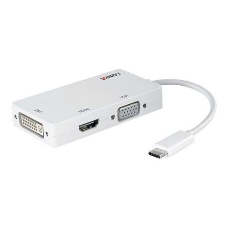 Lindy - Adattatore video esterno - VL100 - USB-C 3.1 - DVI, HDMI, VGA - bianco