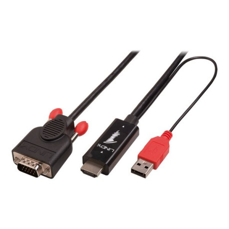 Lindy - Cavo video - HD-15 (VGA) maschio a USB, HDMI maschio - 3 m - nero