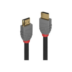 Lindy Anthra Line - Cavo HDMI con Ethernet - HDMI maschio a HDMI maschio - 2 m - tripla schermatura - nero - di forma rotonda, 