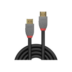 Lindy Anthra Line - Cavo HDMI con Ethernet - HDMI maschio a HDMI maschio - 5 m - tripla schermatura - nero - di forma rotonda, 