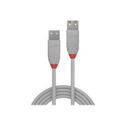 Lindy Anthra Line - Prolunga USB - USB (M) a USB (F) - USB 2.0 - 2 m - di forma rotonda - grigio