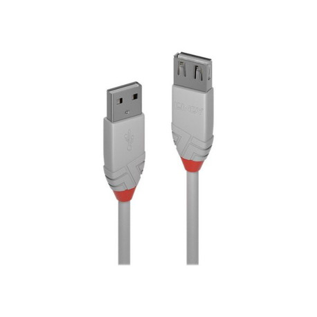 Lindy Anthra Line - Prolunga USB - USB (M) a USB (F) - USB 2.0 - 20 cm - di forma rotonda - grigio