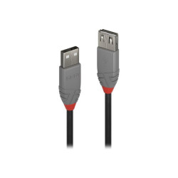 Lindy Anthra Line - Prolunga USB - USB (M) a USB (F) - USB 2.0 - 3 m - di forma rotonda - nero