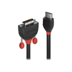 Lindy Black Line - Cavo adattatore - legame singolo - HDMI maschio a DVI-D maschio - 1 m - tripla schermatura - nero - di forma