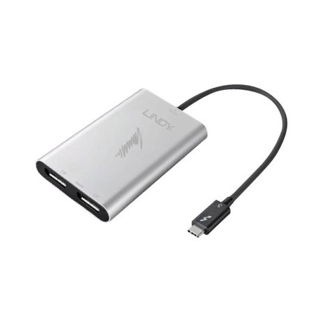 Lindy Thunderbolt 3 To Dual DisplayPort 1.2 Converter Adapter - Adattatore video esterno - Thunderbolt 3 - 2 x DisplayPort - gr