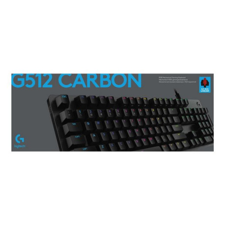 Logitech Gaming G512 - Tastiera - retrolilluminato - USB - USA Internazionale - interruttore: GX Red Linear - carbonio