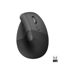 Logitech Lift for Business - Mouse verticale - ergonomico - 6 pulsanti - senza fili - Bluetooth, 2.4 GHz - ricevitore USB Logit