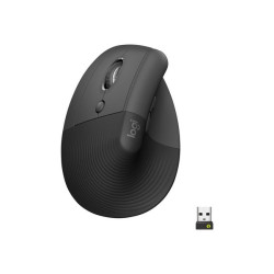 Logitech Lift for Business - Mouse verticale - ergonomico - per mancini - 6 pulsanti - senza fili - Bluetooth, 2.4 GHz - ricevi