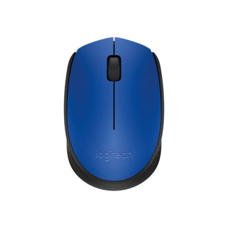 Logitech M171 - Mouse - per destrorsi e per sinistrorsi - senza fili - 2.4 GHz - ricevitore wireless USB - nero, blu