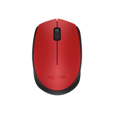 Logitech M171 - Mouse - senza fili - 2.4 GHz - ricevitore wireless USB - nero, rosso