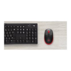 Logitech M190 - Mouse - ottica - 3 pulsanti - senza fili - ricevitore wireless USB - rosso