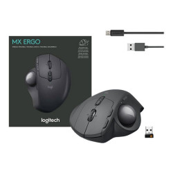 Logitech MX ERGO - Trackball - ottica - 8 pulsanti - senza fili - Bluetooth, 2.4 GHz - ricevitore wireless USB