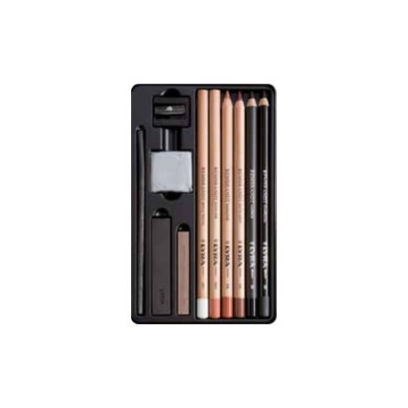 LYRA Rembrandt carbon extra dark - Colored pencil, charcoal crayon and pastel set - 11 pezzi