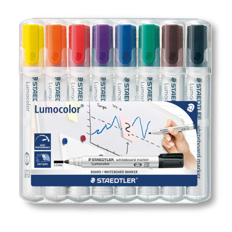 Marcatore cancellabile Lumocolor whiteboard 351 - tratto 2,0 mm - Staedtler - astuccio 8 pezzi