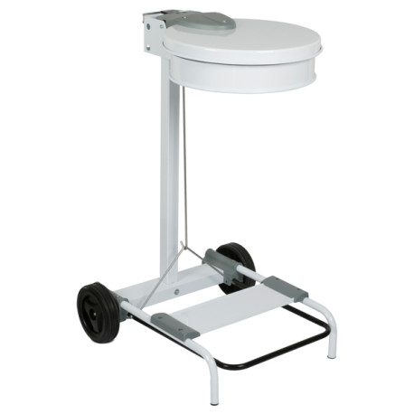 Carrello portasacco - 54,6x60xH94cm - con ruote - 110L - acciaio - bianco - Stilcasa