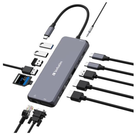Verbatim USB C Pro Multiporta 14 IN 1 HDMI 4K VGA PD 85W