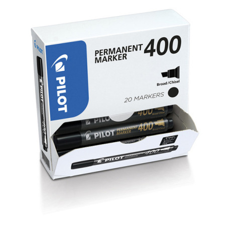 Marcatore Permanente Markers 400 - punta scalpello 4,5 mm - nero - Pilot - conf. 15 + 5 pezzi gratis