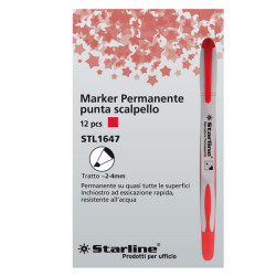 Marcatore permanente Starline - punta a scalpello da 2,00-4,00mm - rosso - Starline