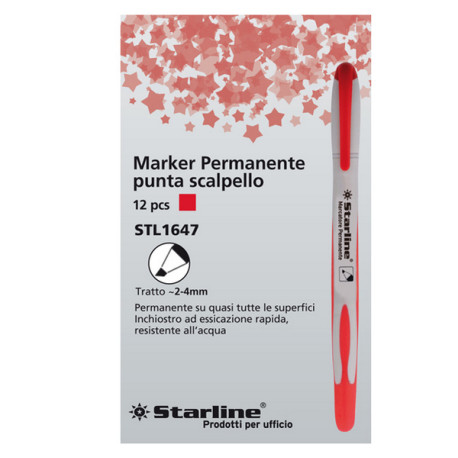 Marcatore permanente Starline - punta a scalpello da 2,00-4,00mm - rosso - Starline