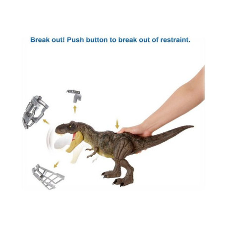 Mattel Jurassic World Dino Escape - Pedata e attacco Tyrannosaurus Rex