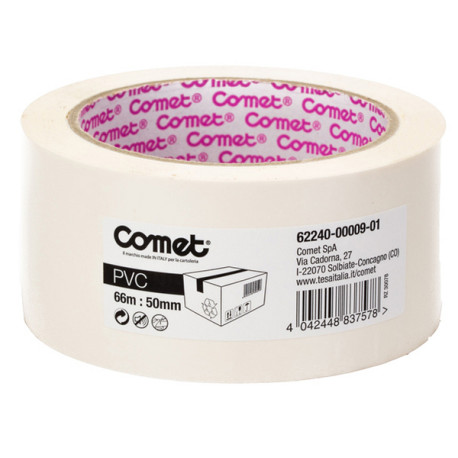 Nastro adesivo - 5 cm x 66 m - PVC - bianco - Comet