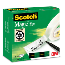 Nastro adesivo Magic 810 - permanente - 1,2 cm x 66 m - trasparente - Scotch - scatola 2 rotoli