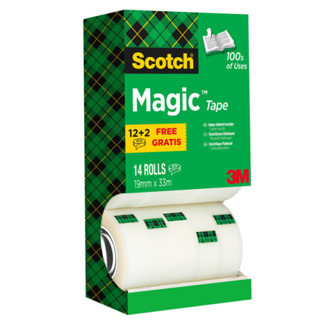 Nastro adesivo Magic 810 - permanente - 1,9 cm x 33 m - trasparente - Scotch - Multi Pack 12+2 rotoli