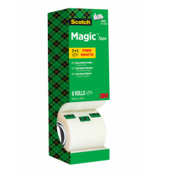 Nastro adesivo Magic 810 - permanente - 1,9 cm x 33 m - trasparente - Scotch - Value Pack 7+1 rotoli