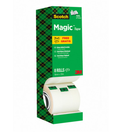 Nastro adesivo Magic 810 - permanente - 1,9 cm x 33 m - trasparente - Scotch - Value Pack 7+1 rotoli