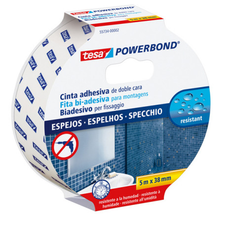 Nastro biadesivo Tesa Powerbond - per specchi  - 3,8 cm x 5 m - bianco - Tesa