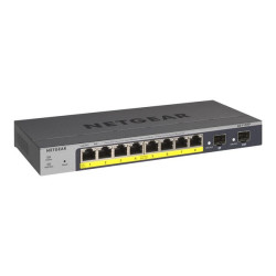 NETGEAR Smart GS110TPv3 - Switch - intelligente - 8 x 10/100/1000 (PoE) + 2 x SFP - desktop, montaggio a parete - PoE+ (55 W) -