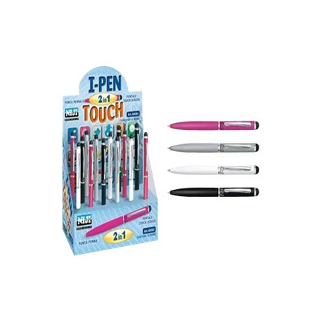 Niji I-Pen 2 in 1 Touch - Penna a sfera - nero (pacchetto di 15)