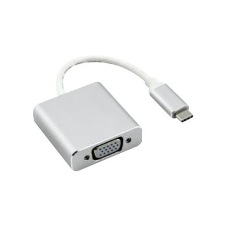 Nilox - Adattatore video - USB-C (M) a HD-15 (VGA) (F) - USB 3.1 - 10 cm - supporto 1080p - argento