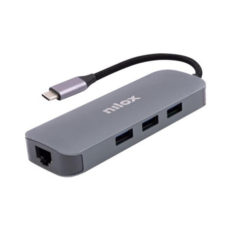 Nilox - Docking station - USB-C - VGA, 2 x HDMI - GigE