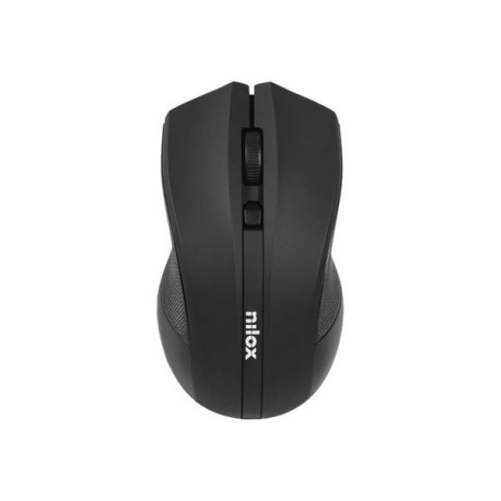 Nilox - Mouse - ergonomico - ottica - 3 pulsanti - senza fili - ricevitore wireless USB - nero - retail