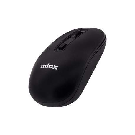 Nilox - Mouse - ottica - 4 pulsanti - senza fili - 2.4 GHz, Wi-Fi - nero